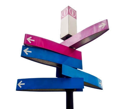 direction sign on white backgroundの写真素材