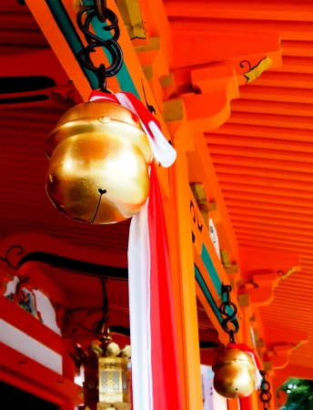 Japanese style bell at shrine in Japanのeditorial素材