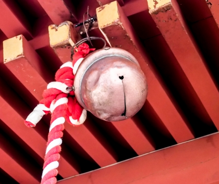 Japanese style bell at shrine in Japanのeditorial素材