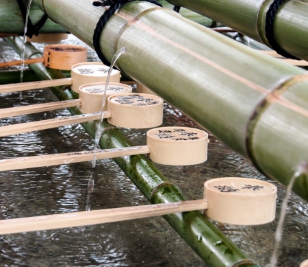 ladles for purification at Japanese shinto shrineのeditorial素材