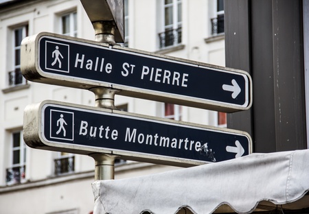 Montmartre street sign in Paris, Franceのeditorial素材
