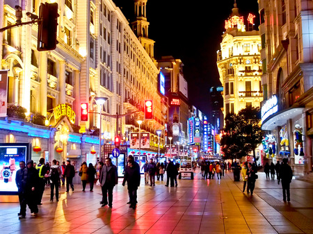 Nanjing walking street in Shanghai, Chinaのeditorial素材