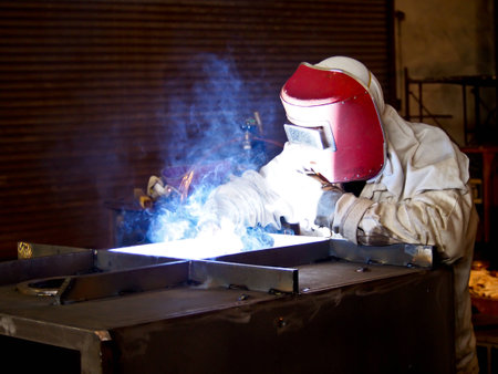 steel welder at work