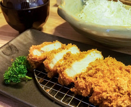 Japanese food, deep fried pork or Tonkatsuの写真素材