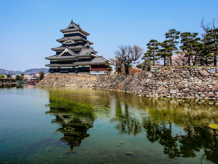 Matsumoto castle with blue sky, Japanのeditorial素材