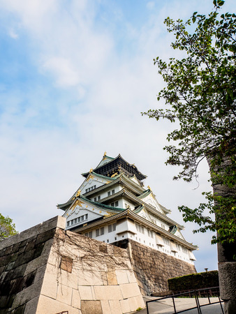 Osaka castle with cloudy sky, Japanのeditorial素材