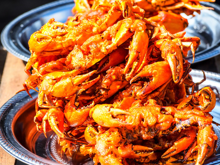 Burmese deep fried crabの写真素材