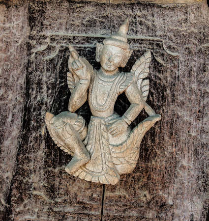 wood carved in golden palace or Shwenandaw in Mandalay, Myanmarの写真素材