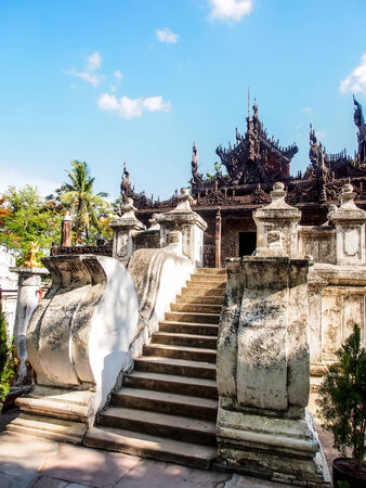 golden palace or Shwenandaw in Mandalay, Myanmarの写真素材