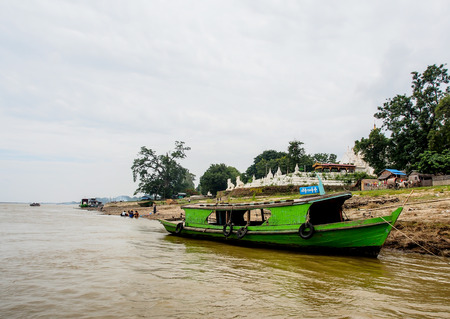 boat in Irrawaddi river in Mandalay,Myanmarのeditorial素材