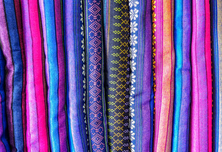 background of colorful Burmese silkの写真素材