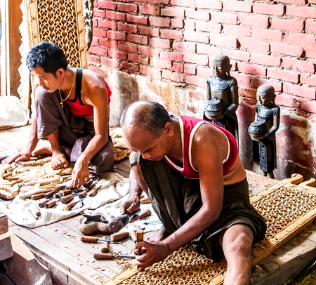 wood carvers in Mandalay, Myanmarのeditorial素材