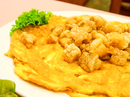 Thai food, crispy pork omeletの写真素材