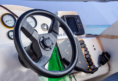 speedboat steering wheelの写真素材