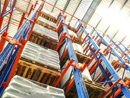 high rack in warehouseの写真素材