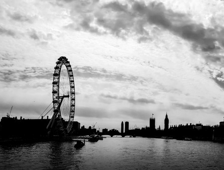 silhouette of river Thames, London, UKのeditorial素材