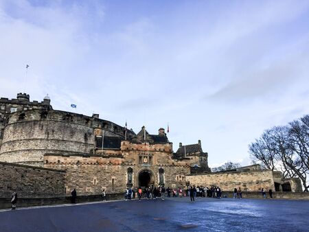 Edinburgh castle with blue sky, Scotland, UKのeditorial素材