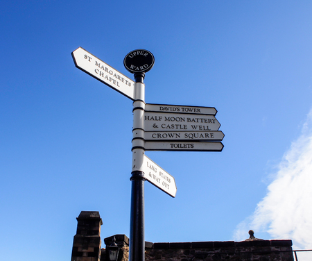 direction signboard in Edinburgh castle, Scotland, UKのeditorial素材