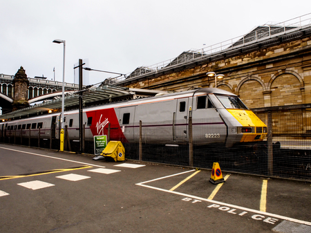 train at Edinburgh train station, Scotland, UK