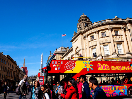 tourist bus at Bath, Somerset, UKのeditorial素材