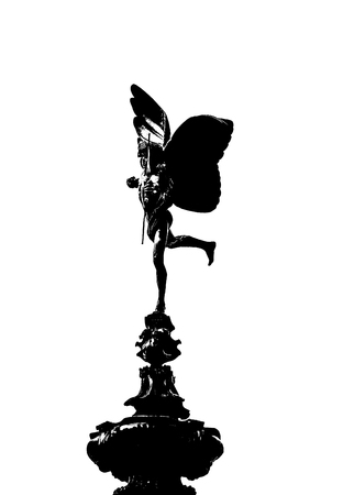 Eros of Piccadilly Circus on white background