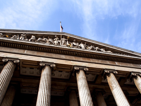 front facade of The British Museum, London, UKのeditorial素材