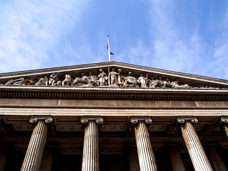 front facade of The British Museum, London, UKのeditorial素材