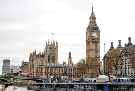 Westminster bridge and Big Ben clock tower,London, UKのeditorial素材
