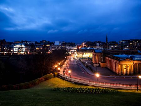 Edinburgh city at night, Scotland, UKのeditorial素材