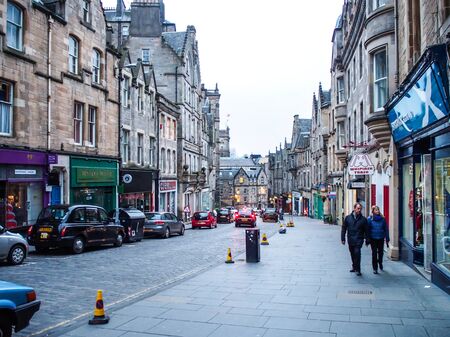old street in Edinburgh city, Scotland, UKのeditorial素材