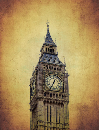 Big Ben clock tower in vintage backgroundの写真素材