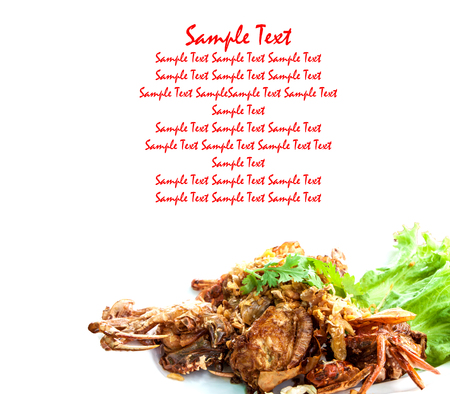 Thai food, fried soft-shell crab with chili sauceの写真素材