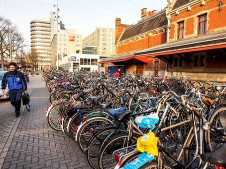 bicycle parking in Amsterdam, Netherlandsのeditorial素材