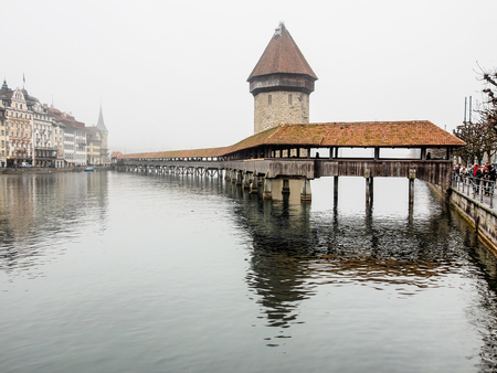 Chapel bridge in Luzern, Switzerlandのeditorial素材