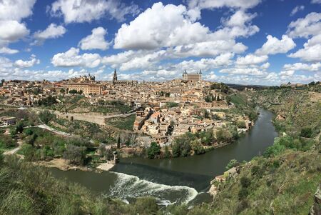 Toledo old town with blue sky, Spainの写真素材