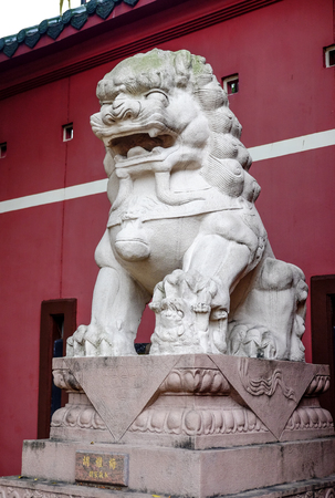 Chinese stone lion door guardの写真素材
