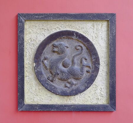 Chinese bas-relief, image of tigerの写真素材