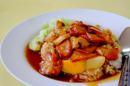 Thai food, BBQ pork with riceの写真素材