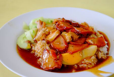 Thai food, BBQ pork with riceの写真素材