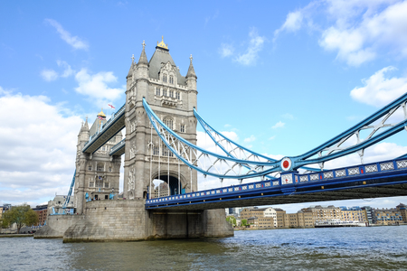 Tower Bridge with blue sky, London, UKの写真素材