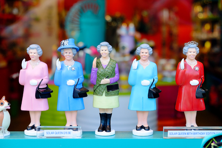 colorful queen dolls in a souvenir shop in London, UKの写真素材