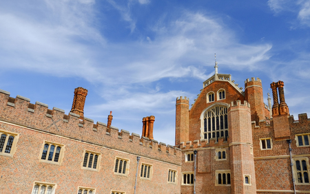 Hampton court palace with blue sky, United Kingdomのeditorial素材