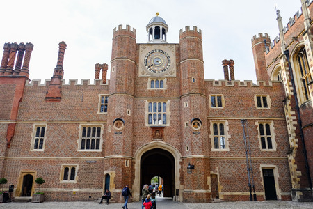 Hampton court palace with blue sky, United Kingdomのeditorial素材