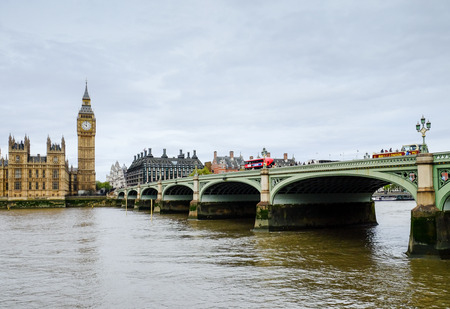 The most famous London landmark Big Ben from Westminster bridge, London, UKのeditorial素材