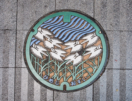 beautiful sewage cover in Himeji city, Japanのeditorial素材