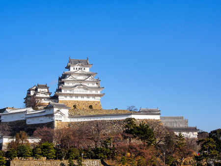 Himeji castle with blue sky, Himeji, Japanのeditorial素材