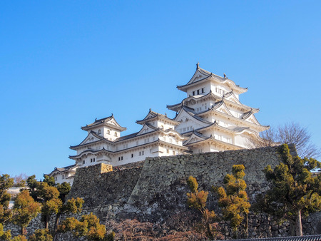 Himeji castle with blue sky, Himeji, Japanのeditorial素材