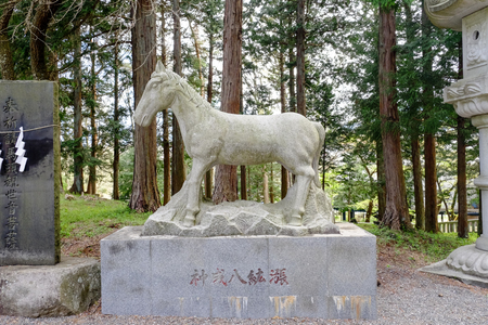 house sculpture in Japanese Shinto shrine, Kawakuchiko, Japanのeditorial素材