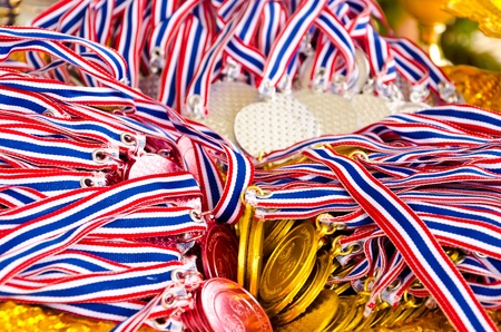 Ribbons of medal coinsの写真素材