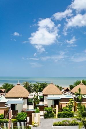 Village with blue skyの写真素材